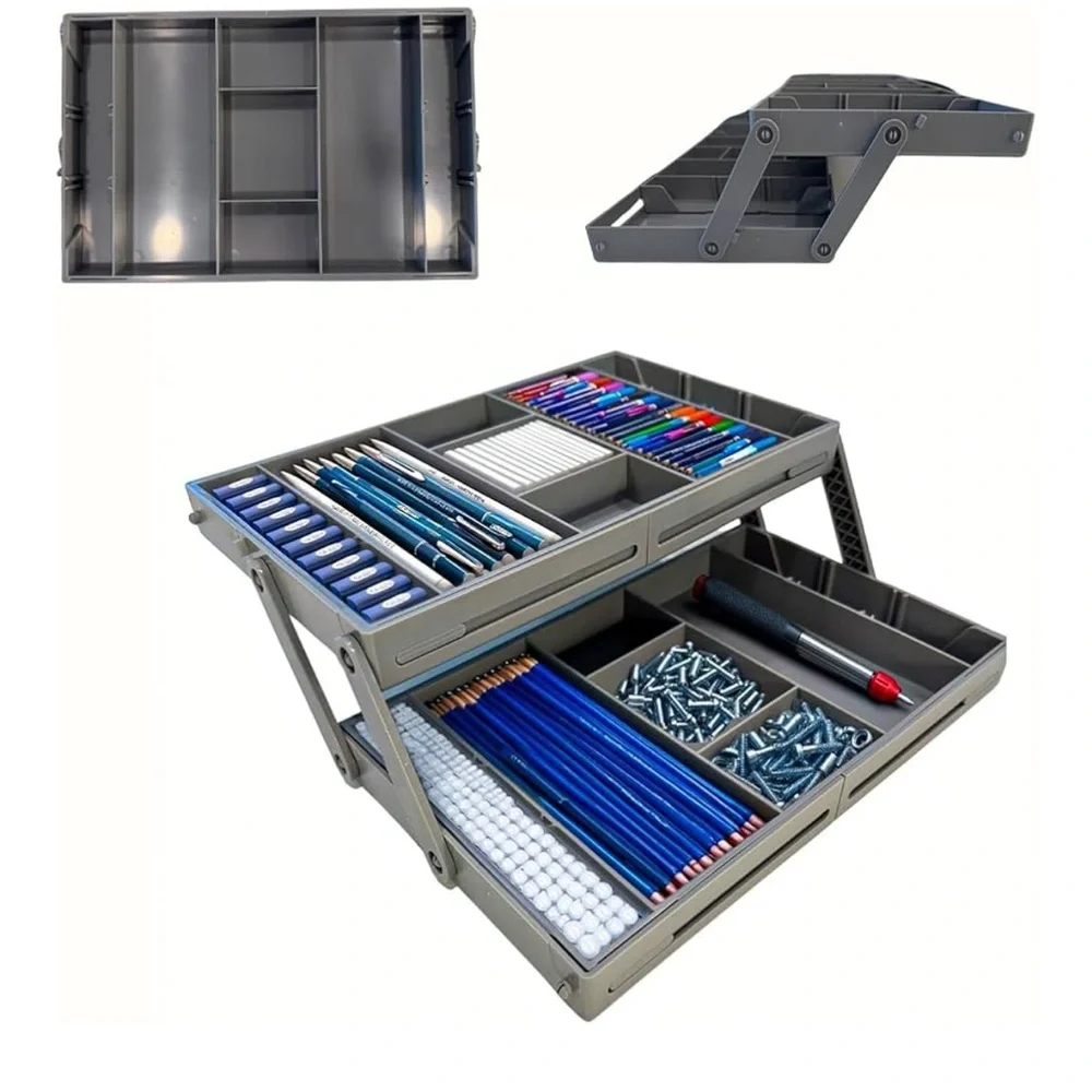Multi-Compartment 2 Tier Storage Organizer - Gray